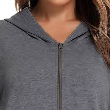 Lu's Chic Women's Long Robe Hooded Bathrobe Zipper House Coat Full Length Solid Pocket Housecoat Sleepwear Black Small at Amazon Women's Clothing store
