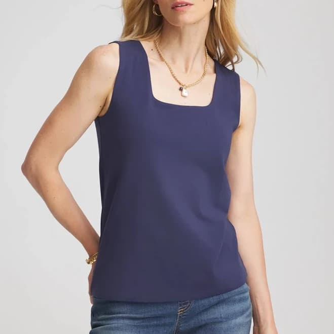Chico's Women's Jersey Knit Square-Neck Tank