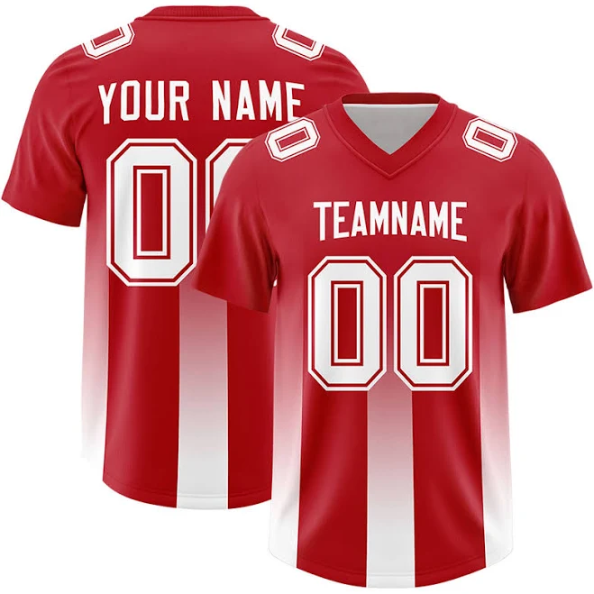 Personalized Football Jersey | Red White Best Youth Football Uniforms Jerseys | KXKSHOP, Style 1