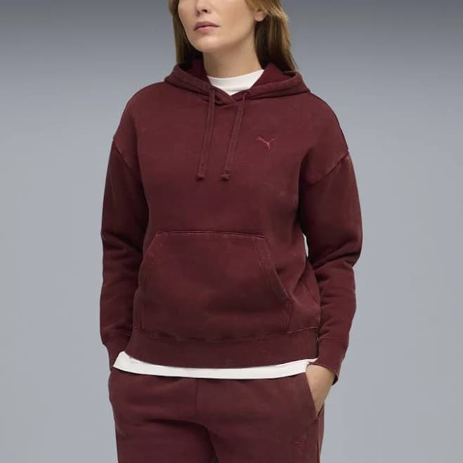 PUMA Women's Elevated Essentials Acid Wash Fleece Hoodie
