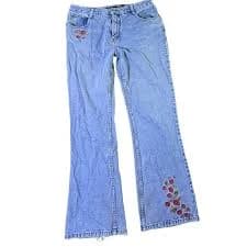 Y2K No Boundaries Embroidered Floral Jeans Juniors Size 13 Light Wash Denim