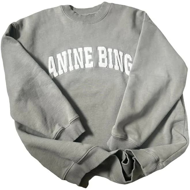 Anine Bing Sweatshirt XS: Grey Logo Crewneck