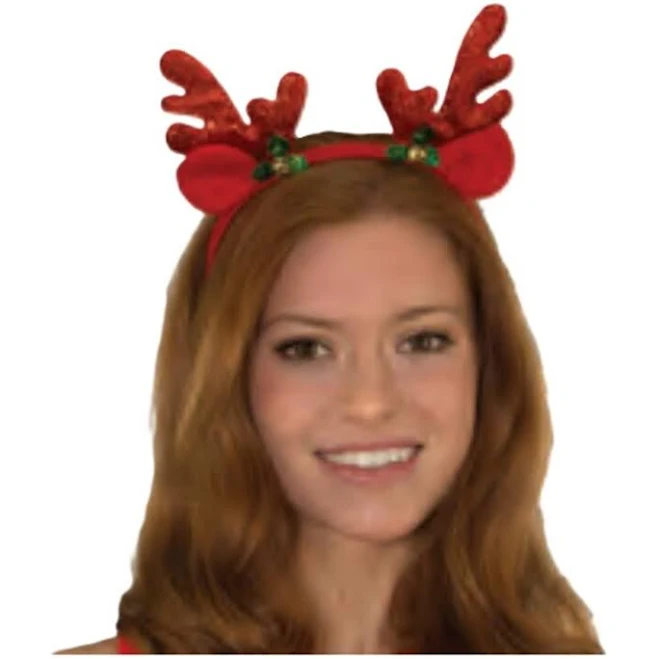Reindeer Antler Headband - Red Sparkle - Christmas - Costume Accessory