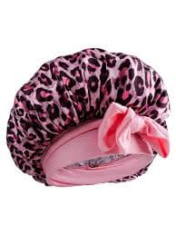 1pc Satin Bow Tie Sleeping Cap, Solid Color Stretchy, Lightweight & Breathable, Suitable For Women & Girls, Leopard Print Sleep Bonnet | SHEIN