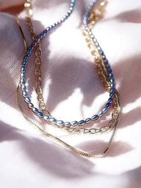 Pearl & Gold Chain Layering Necklace Set