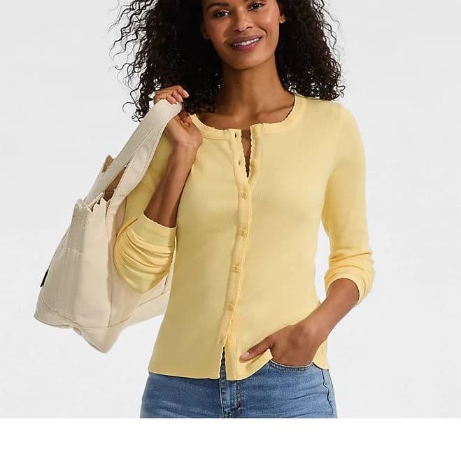 Lands' End Women's Long Sleeve Micro Rib Cardigan