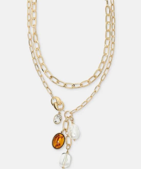 INC International Concepts Women's Mixed Charm Layered Lariat Necklace