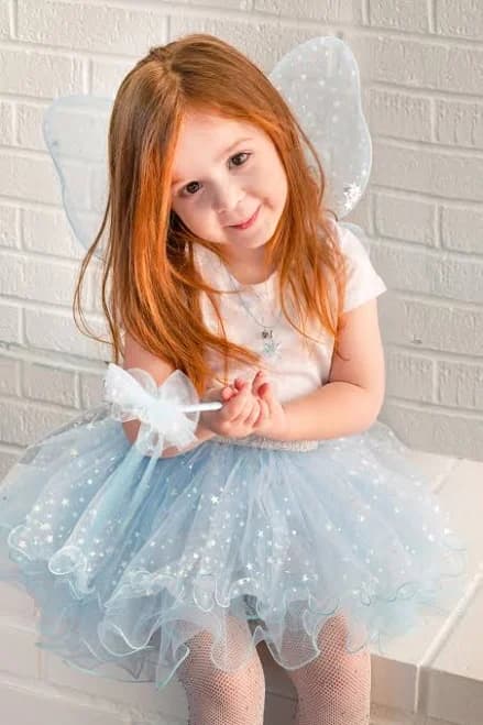 Iridescent Celestrial Fairy Wings, Tutu, Wand - Size 4-6