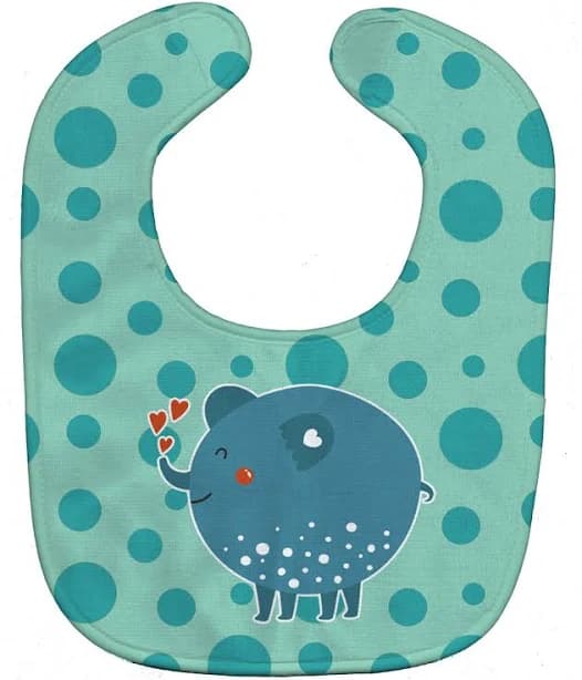 Caroline's Treasures Blue Elephant Baby Bib