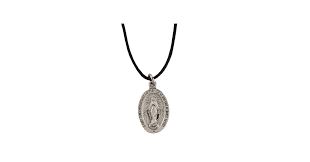 Amazon.com: Pewter Miraculous Medal with 18" Leather Cord : Clothing, Shoes & Jewelry