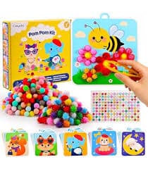 Amazon.com: CORNER LACE Robot Theme DIY Pom Pom Art Set for Kids Age 3-6 Years Old 3 Pieces - Fun Arts and Crafts, Sensory Activity Creativity Birthday Holidays Christmas Gift Includes 3