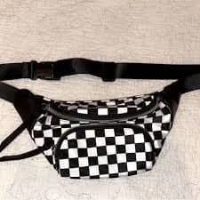 Checkered Black White Everywhere Belt Bag