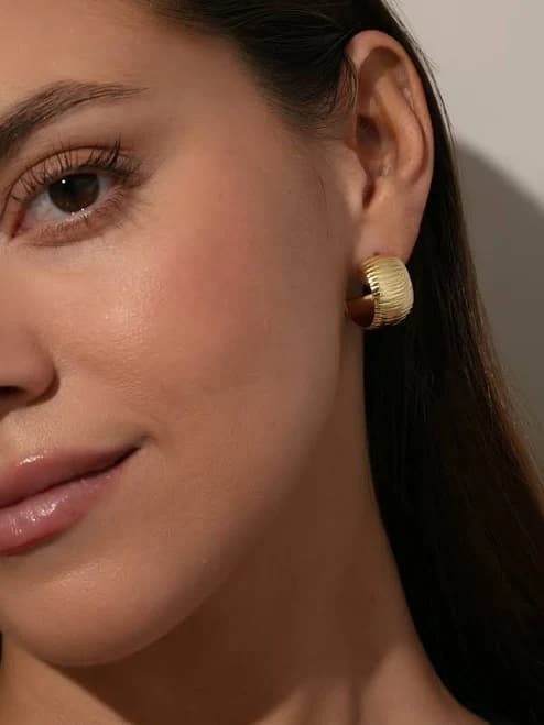Uncommon James Ribbed Statement Hoop Earrings in Gold
