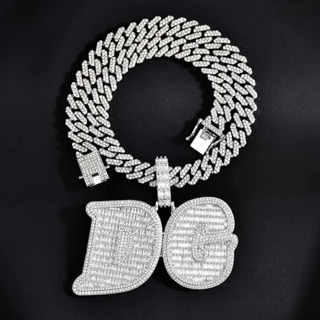 Personalized Iced Out Initial Letter Pendant Necklace