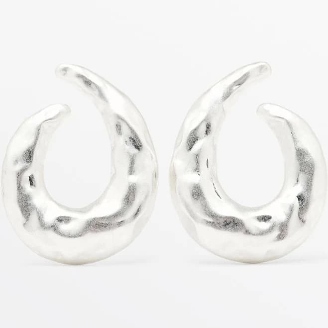 Massimo Dutti Women's Textured Hoop Earrings