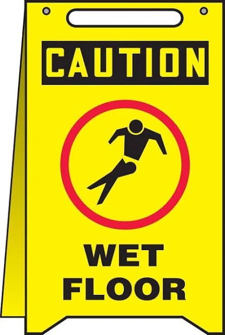 Yellow OSHA Caution Wet Floor Fold-Up Safety Sign,in. Plastic 40sf111