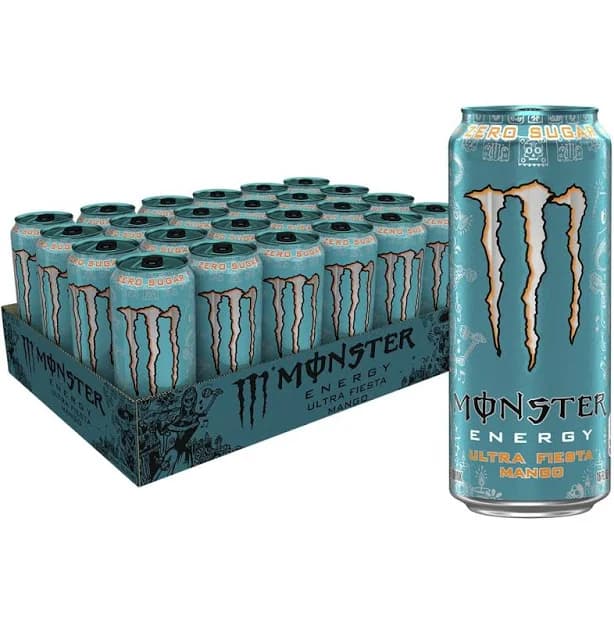 Monster Green Energy Can Drink, Blue, 16 Fl Oz each, 24 Count