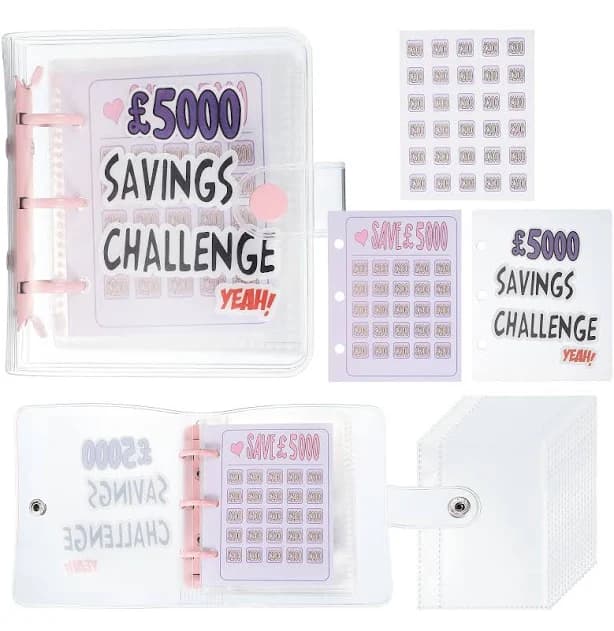 PATIKIL 5000 Pounds Savings Challenges Book Money Saving Binder with 25 Pages Reusable Budget Envelope Cash Envelopes for Budgeting Financial Planner