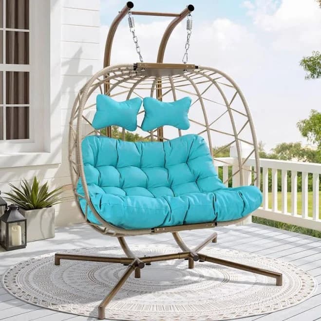 FINCATI Oversized 2-Person Patio Hanging Egg Swing Chair
