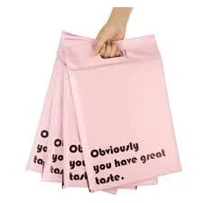 25 cute pink poly mailers with handle! 10”x14”