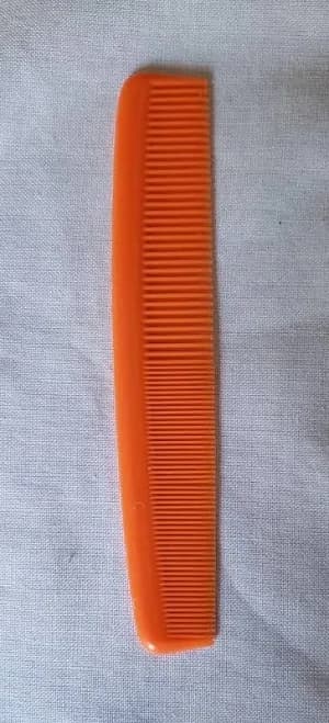 Vtg 80s Unbreakable Orange Plastic Hair Comb 6.75" Length Styling Tool