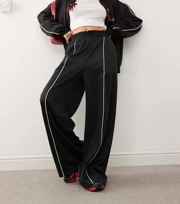 Monki Wide Leg Track Pants