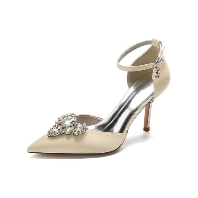 Cocktail Pointed Toe Crystal Strap High Heels