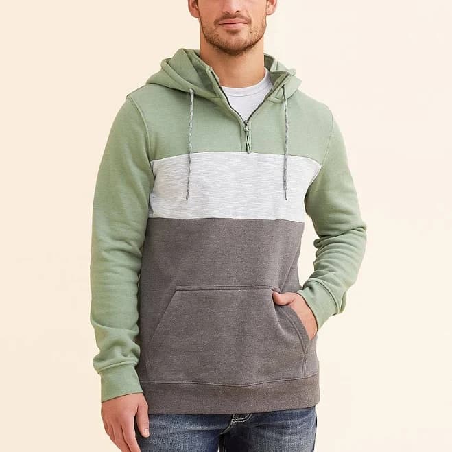 Departwest Men's Cotton Quarter Zip Hooded Sweatshirt