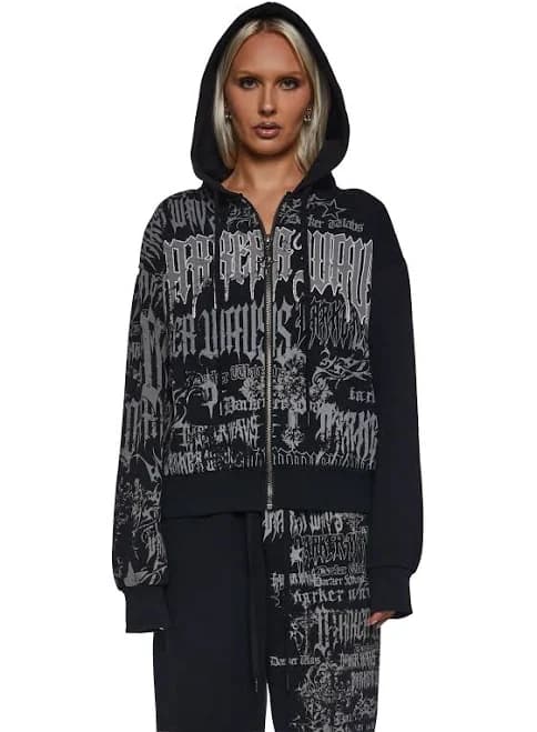 Darker Wav Ego Zip-Up Hoodie with Graphics