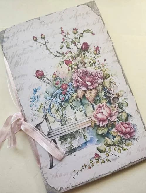 Junk Journal Booklet "vintage Rose" Vintage Garden Florals Lg 8.5"x5.5