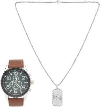 American Exchange Men's Analog Watch with Pendant Necklace Gift Set