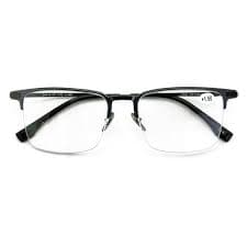 Men Aluminum Optical Frame Wide Fitment Rectangular Reading Glasses with Titanium Temple Half Rimless 145MM Ti03 +1.50 - Walmart.com