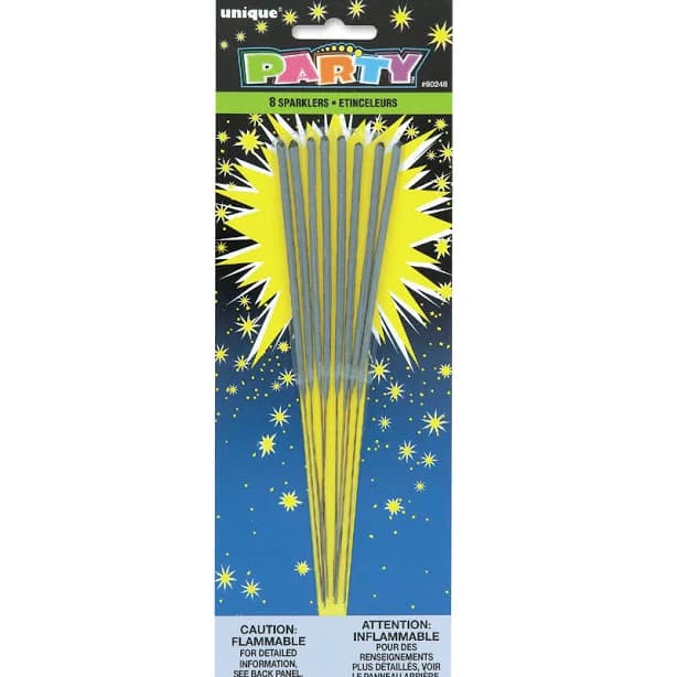 Way To Celebrate Birthday Party Sparklers 7 inch 8ct Silver