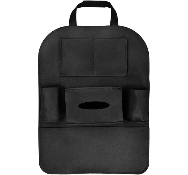 Car Seat Back Storage Fabric Bag Organizer Multi-Pocket Travel iPad iPhone Holder (Beige / Black / Brown / Gray / Light Gray / Pink) Black / 1 PC
