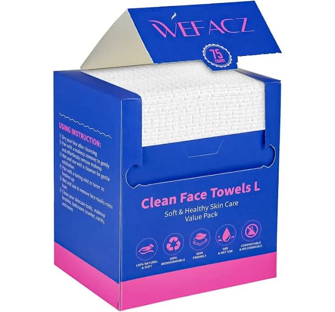 Wefacz Disposable Face Towels 8" x 10" Biodegradable Face Skin Clean Washcloth for Sensitive Skin