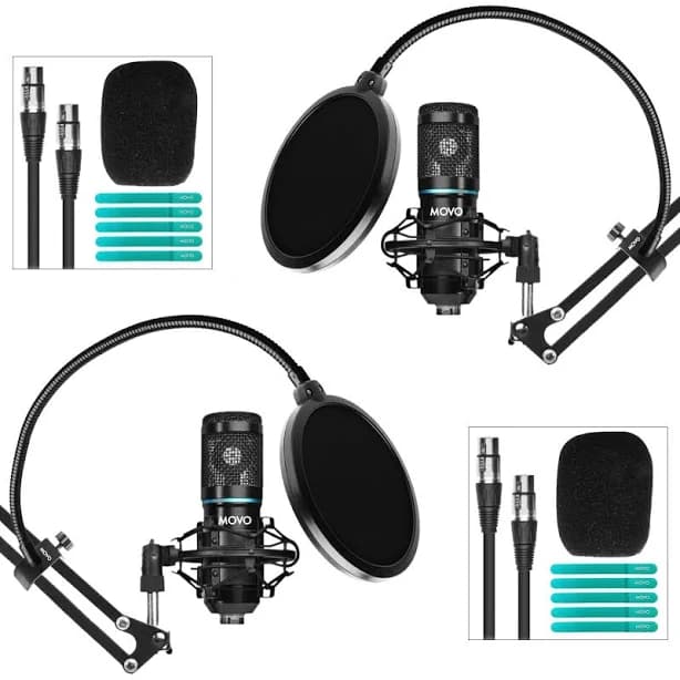 Movo PodPak2A 2-Pack Universal Cardioid Podcasting Microphone Kit