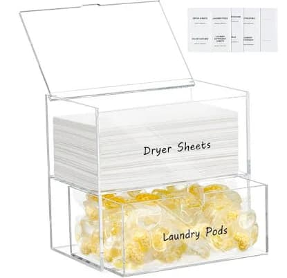 Acrylic Dryer Sheet Dispenser with Labels