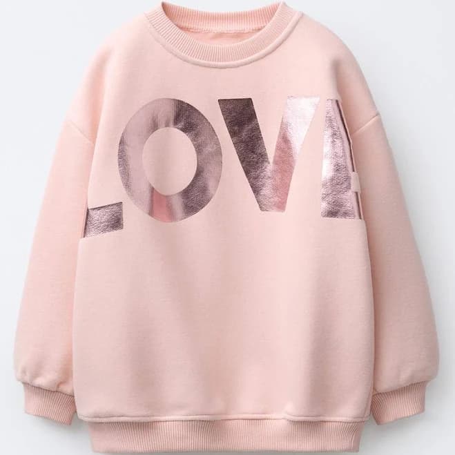 Zara Kids Shiny Text Sweatshirt