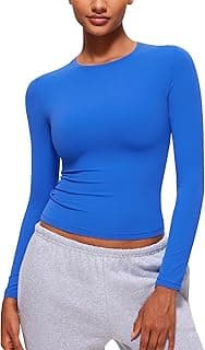 Softembrace Crewneck Long Sleeve Shirts for Women - Casual Going Out Tops Soft Basic Fitted Tight Fall T-Shirts