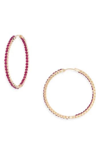 NORDSTROM RACK Crystal Inside Out Hoop Earrings in Pink- Gold at Nordstrom Rack
