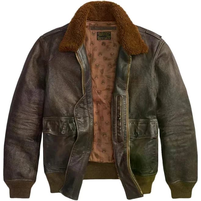 Ralph Lauren Men's RRL Shearling-Collar Leather Flight Jacket