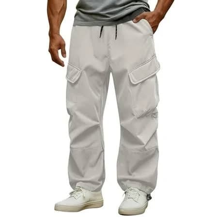 Men's Casual Stretch Elastic Drawstring Baggy Cargo Joggers with Multi Pockets