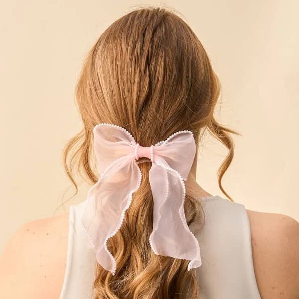 The Darling Effect Sheer Pearl Hair Bow