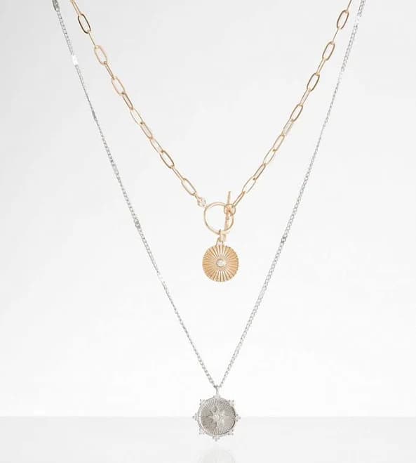 Boutique by BKE Women's Double Pendant Tiered Necklace