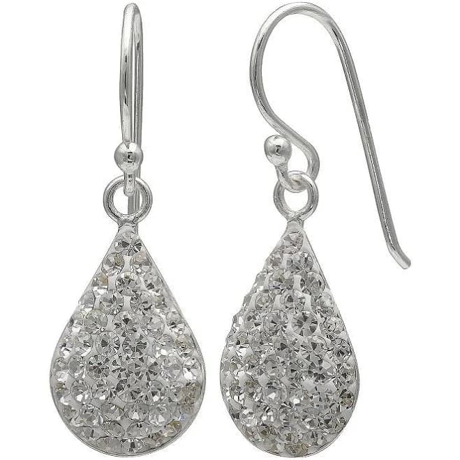 Primrose Women's Sterling Silver Pave Crystal Teardrop Earrings