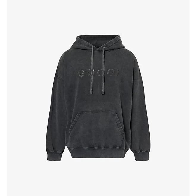 Gucci Men's Logo-Embroidered Cotton Hoodie