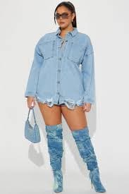 Had Me At Hello Denim Shacket - Light Wash | Fashion Nova