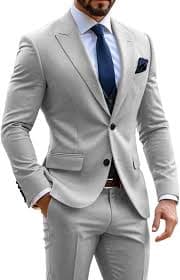 Amazon.com: TUXBURNTXZ Men's Casual Suits 2 Piece Slim Fit Beige Wedding Suits for Groom XXS : Clothing, Shoes & Jewelry