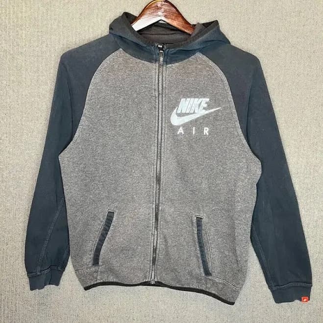 Nike Hoodie Women's Xl Gray Zip Up Swoosh Nike Air Graphic Print Zip