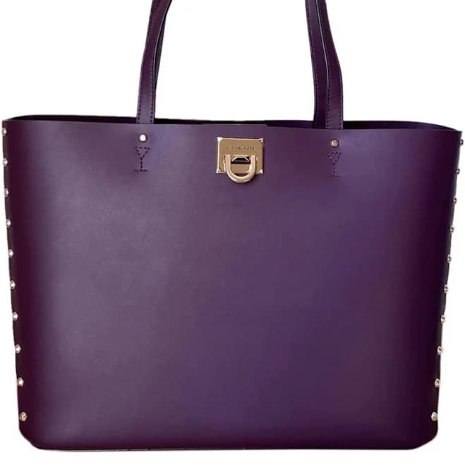 Michael Kors Burgundy Leather Tote Bag with Gold Hardware